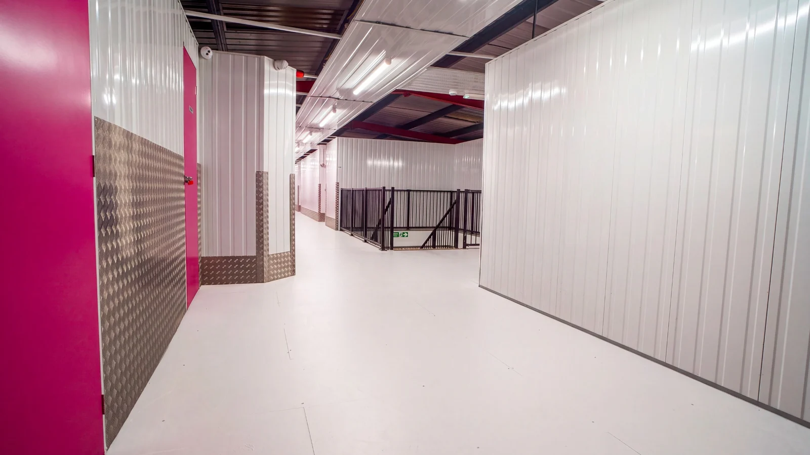 Clean indoor storage corridor at The Store Hub self-storage facility in Darlington.